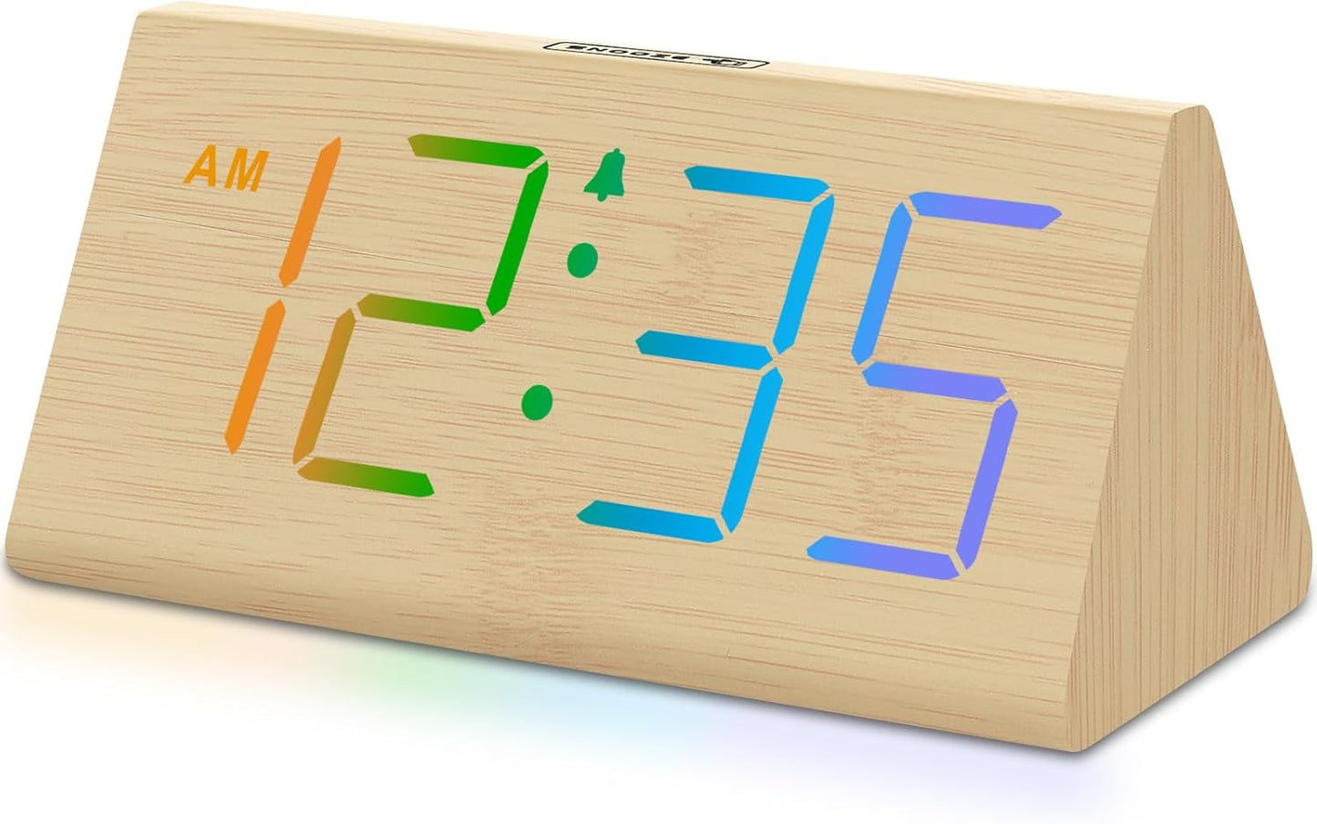 Wooden Digital Alarm Clock for Bedroom - Living Room Desk Clock with Large Numbers, Bedside Nightstand Clock with USB Port, Adjustable Volume, Dimmer, Snooze, DST, Office Wood Décor, Gifts